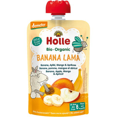 Piure bio de banane mere mango si caise pentru copii 6luni